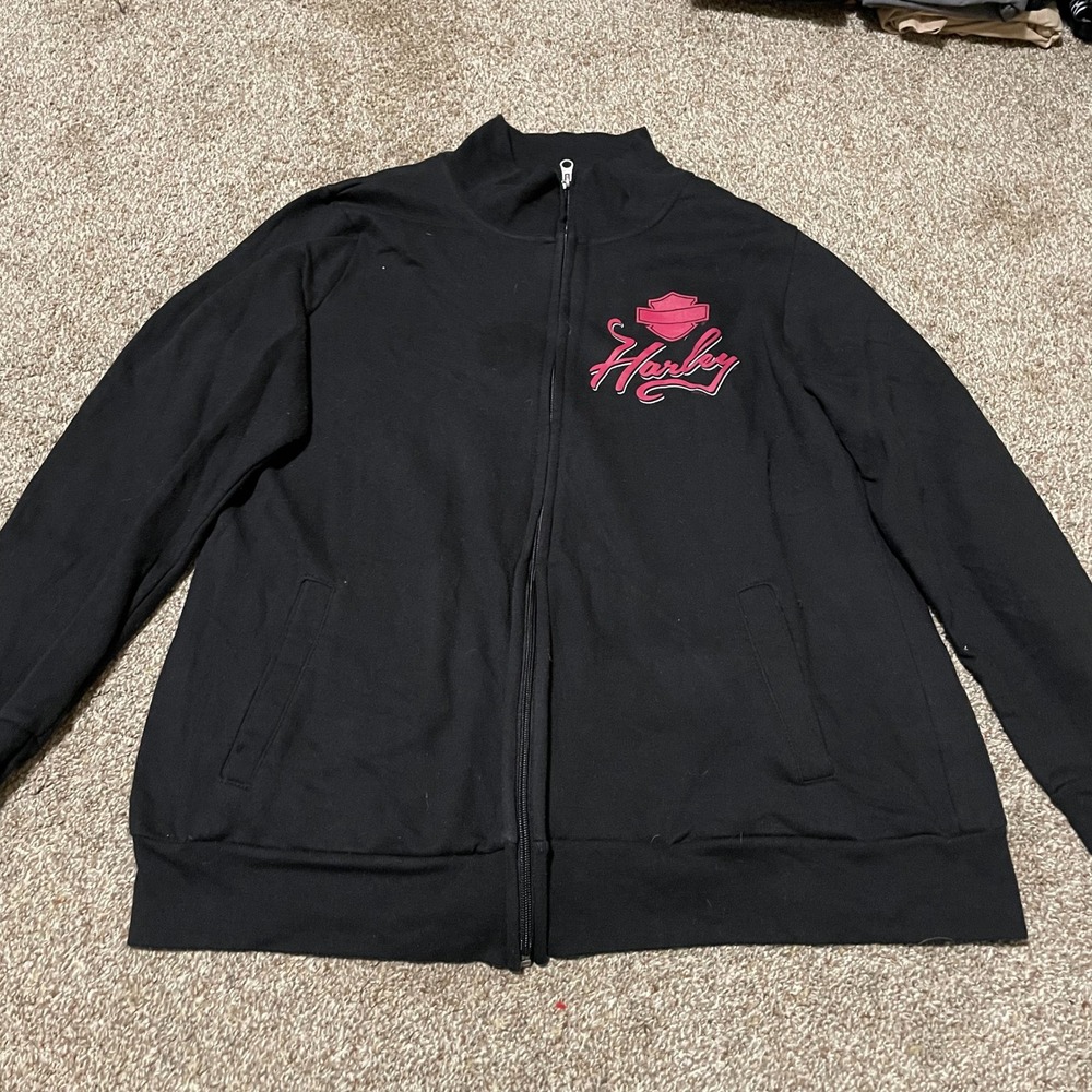 Harley Davidson Womens Full Zip Track Jacket Black XXL Great South